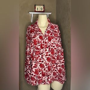 LANDS’ END Flannel pajamas top floral print 100% cotton women’s size XL( 18-20)
